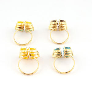 Anillo trepador de cuarzo hidráulico amarillo de corte facetado de diseñador, anillo de ajuste de Punta ajustable con encanto en forma de pera chapado en oro amarillo de latón - Product Image 6