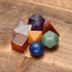 Sacred geométrica conjunto: compre on-line cristal agate exportação bela 7 chakra 7 peças pedra preciosa