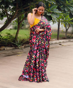 Saris en soie blanche avec chemisier vêtements pour femmes vêtements de fête pour dames vêtements quotidiens en coton doux sari en soie vente en gros vêtements à bas prix - Product Image 2