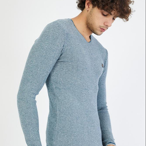 เสื้อสเวตเตอร์แขนยาวสำหรับผู้ชาย,เสื้อสีพื้นแฟชั่นใหม่แบบสั่งทำ - Product Image 1