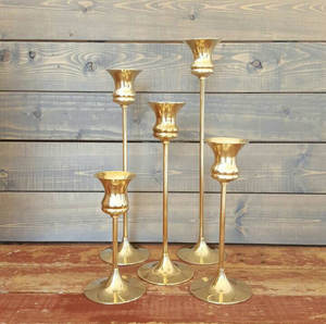 Customized Gold Plated Metal Tapered <b>Candle</b> Holders Set of 5 for Home & Wedding Tabletop Decoration <b>Candle</b> <b>Taper</b> - Product Image 1