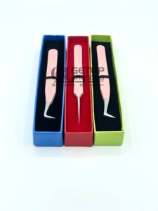 Professionnel meilleur Logo personnalisé pince à cils en acier inoxydable Volume russe revêtement en poudre de pêche outil d'extension de cils droits - Product Image 3