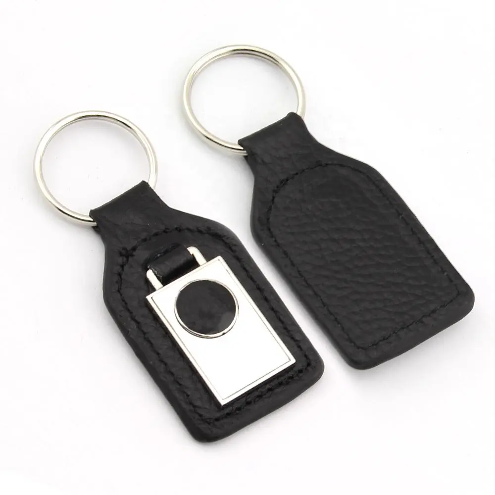 Simple Style Bulk Luxury Custom Made Car Logo Business Gift Pu Leather Keychains With Metal And Leather Key Tags