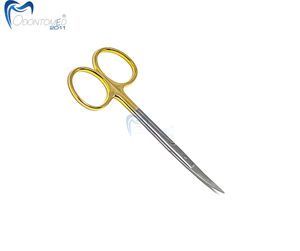 Tijeras Odontomed 2011 TC Iris de 4.5 Pulgadas Curvas de Carburo de Tungsteno Plateadas, Instrumentos Quirúrgicos con Certificación CE Clase I, Garantía de 3 Años - Product Image 1
