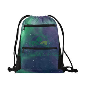 Bolsa de poliéster con cordón reutilizable con estampado personalizado a un precio económico Estilo deportivo con forro de algodón Bolsa promocional impermeable - Product Image 1