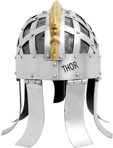 Casque de chevalier avec armure européenne, finition argentée, style médiéval, en métal, portable - Product Image 3