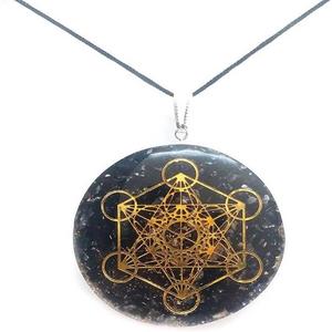 Pendentif en cuivre pur les 7 chakras de Metatron, cadeau de méditation, Protection orgonite, avec Tourmaline noire - Product Image 5