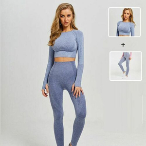 Ensemble de sport pour femmes avec logo personnalisé, ensembles de fitness pour femmes, vêtements de sport 2 pièces, logo personnalisé, matière Spandex/Nylon, antibactérien, respirant - Product Image 6