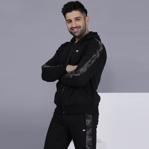 Survêtement de sport en molleton de qualité supérieure pour hommes, noir, respirant, avec logo personnalisé - Product Image 5