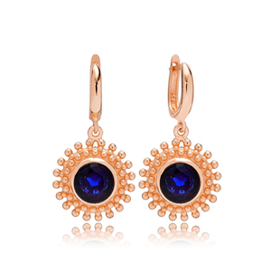 Boucles d'oreilles pendantes en saphir bleu, bijoux turc, vente en gros, 925, nouvelle collection - Product Image 4