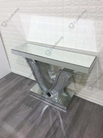 Couloir de luxe Moderne Miroir Écrasé Diamant Console Table