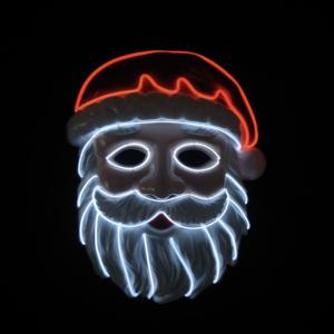 Masque de Père Noël lumineux en fil néon rave avec 2 piles AAA et lumières clignotantes pour les fêtes d'Halloween - Product Image 1