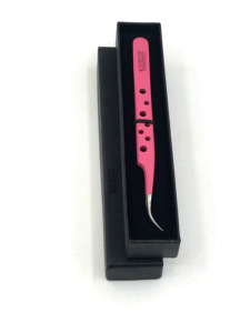 Instruments de beauté professionnels en acier inoxydable courbé rose poudre revêtement cercle Style diamant poignée extension de cils pince à épiler - Product Image 3