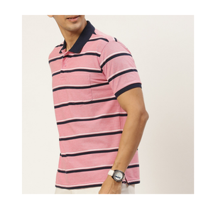 เสื้อโปโลสำหรับผู้ชายปรับแต่งได้ปรับแต่งได้เสื้อ100% คุณภาพสูงผ้าเจอร์ซีย์สีชมพูแขนสั้นสีพื้น - Product Image 4