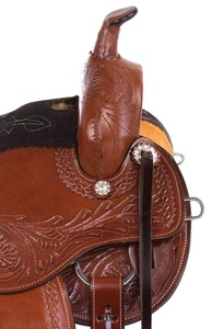 Silla de montar western de cuero marrón para carreras de barriles con juego de arreos, tallas personalizadas, fabricante OEM - Product Image 3