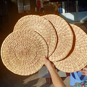 Alfombra redonda de jacinto de agua de pila alta abstracta natural de Vietnam - Product Image 5