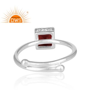Bague en argent sterling 925 pour filles, anneaux carrés en pierre précieuse, vente en gros, bijoux - Product Image 4