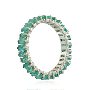 Balancier naturel pour bracelet en forme de Baguette, bijou à empiler soi-même, pierres précieuses émeraude, en or jaune 14k, vente en gros - Product Image 1