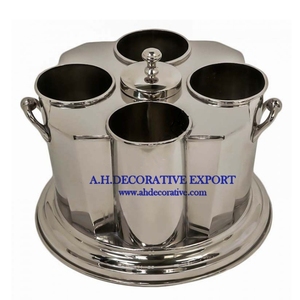 Refroidisseur de vin en acier inoxydable de haute qualité plaqué argent pour seau à glace à Champagne Design carré en métal pour fête d'hôtel ou décor de bar - Product Image 3