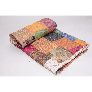 Handmade Throw Reversible <b>Blanket</b> Bedspread Vintage Kantha Quilt Cotton <b>Blanket</b> Gudari - Product Image 4