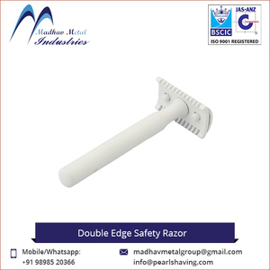 Venta al por mayor de increíble maquinilla de afeitar de seguridad de doble filo personalizada/Madhav, con cuchillas de acero inoxidable y mango de latón para hombres - Product Image 4