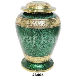 Urnes de crémation vert émeraude moucheté avec bordure dorée à gravure florale - Product Image 1