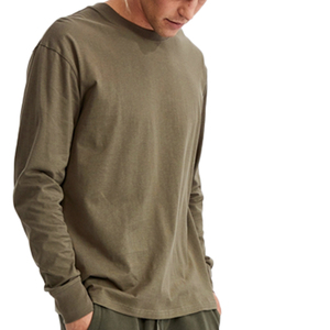 T-shirts personnalisés pour hommes, style 2021, manches longues, col rond, 100% coton, unis. - Product Image 6