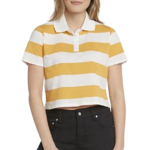 Alta calidad verano moda mujer corto tejido para Polo Camiseta 100% algodón secado rápido transpirable Diseño a rayas al por mayor - Product Image 1
