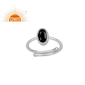 ดำกระดูกสันหลังพลอยแหวนผู้จัดจำหน่ายเครื่องประดับปรับ925เงินสเตอร์ลิงรูปไข่แหวนมงกุฎเครื่องประดับผู้ค้าส่ง - Product Image 1