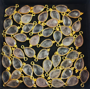 Pendentif en pierre précieuse à facettes, 30 pièces, Quartz Rose, perle, lunette fantaisie, pour la fabrication de bijoux - Product Image 3