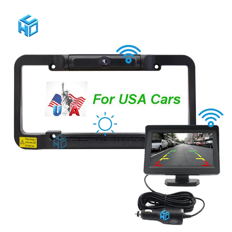 Waterproof High Quality Diy Wireless Solar Panel Us Parking Reverse Camera With 4.3 Inch Monitor Kit