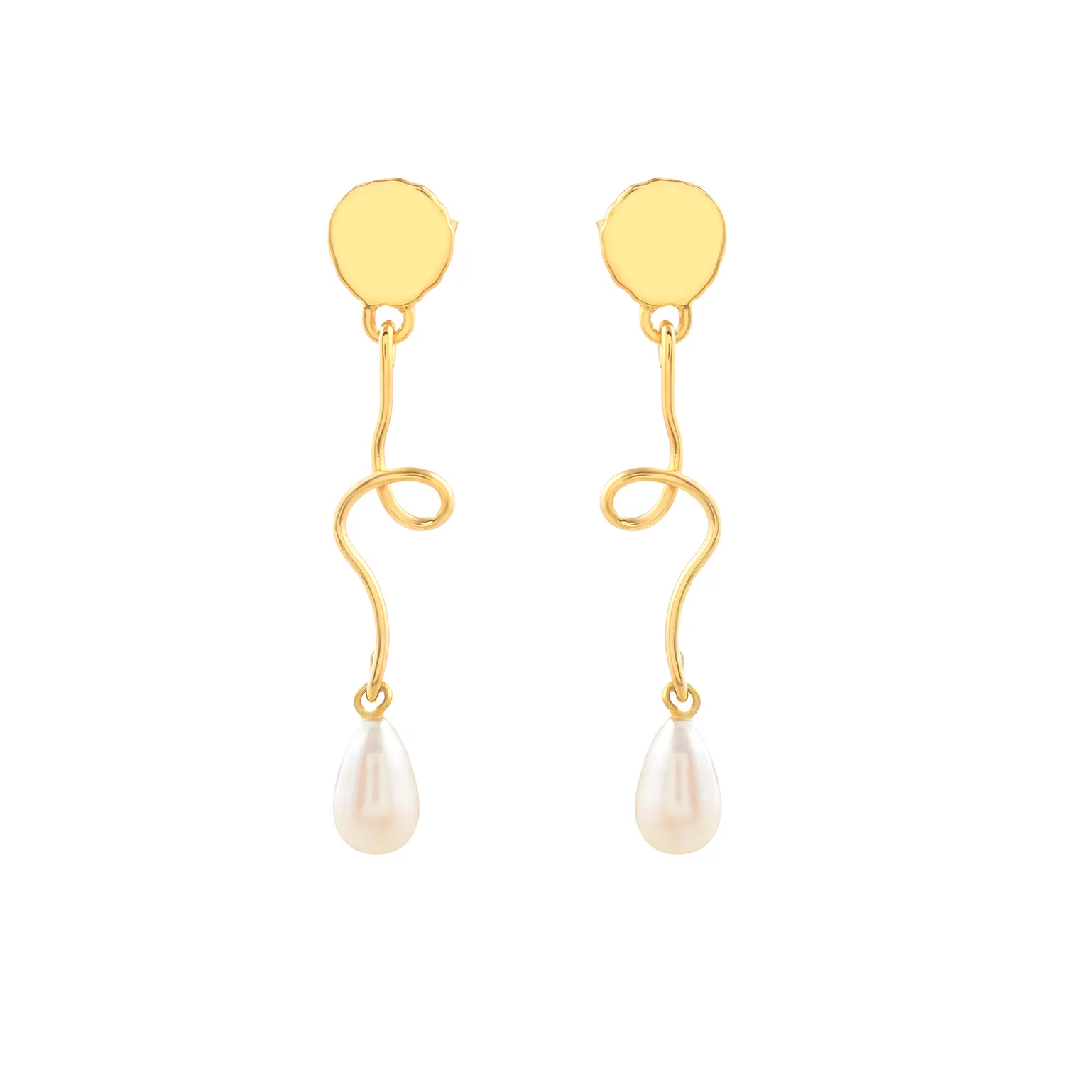 Top quality best style dangler 925 sterling silver with gold plating earrings with a fresh water drop pearl stone earrings