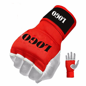 Bandages de main et gants intérieurs rembourrés en gel, rouges avec bordure blanche - Product Image 4