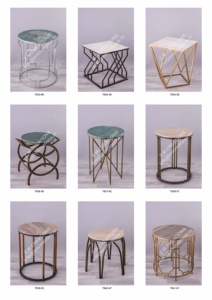 Muebles de sala de estar, mesa de centro redonda de mármol, tapa de mármol indio de lujo moderno y Base de Metal antigua - Product Image 2