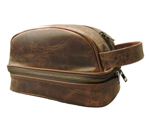 กระเป๋าเครื่องแป้งหนังควายแท้แบบปรับแต่งได้กระเป๋าขนาดเล็กสำหรับใส่อุปกรณ์อาบน้ำในการเดินทางสีน้ำตาลแบบชนบท - Product Image 2
