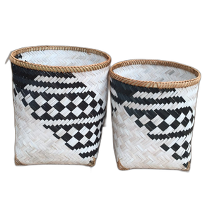 Paniers de rangement personnalisés en bambou à fleurs naturelles Solutions de lessive en gros avec un design floral élégant - Product Image 4