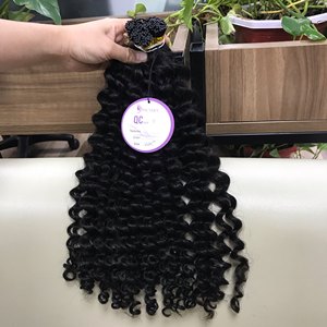 Venta al por mayor extensiones de cabello humano virgen Extensiones de cabello de punta plana cabello marrón rizado mejor precio - Product Image 5