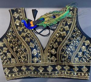 Indian Heavy Silk <b>Blouse</b> with Beautiful Embroidery Work Ready to Wear for Parties Saree Lehenga Choli Wedding Wear <b>Blouse</b> - Product Image 5