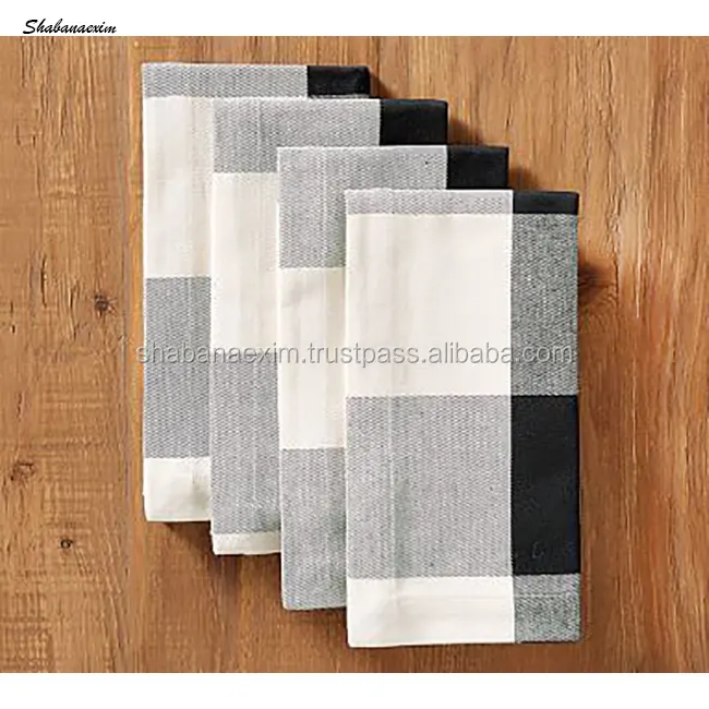 Indian Wholesale Natural Cotton Checked Kitchen Napkins Quick Dry Napkin Easy to Wash with Different Color on Cheap Price