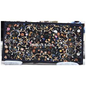 Mesa de mármol negro con incrustación Rectangular, mesa Dura - Product Image 1