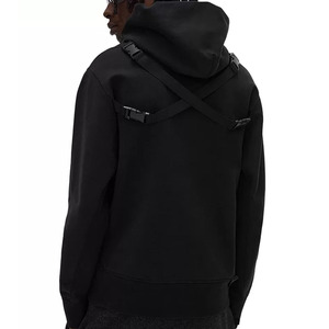 Sweat-shirts à capuche pour hommes, sur mesure, couleur noire, en coton pur, avec fermeture éclair, nouvelle conception, haute qualité, vente en gros OEM. - Product Image 2