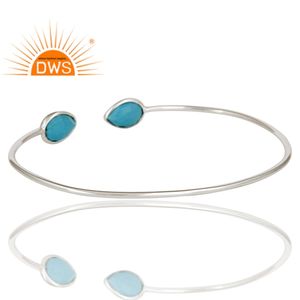 Sky Blue Turquoise Gemstone <b>Bracelet</b> Wholesale Handmade 925 Sterling Fine <b>Silver</b> Girls <b>Cuff</b> <b>Bracelet</b> Jewelry - Product Image 3