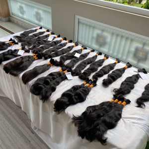 wholesale Full cuticle aligned 11a grade One Donor raw unprocessed hair, pure natural wave Remy indian temple hair in india - Product Image 3