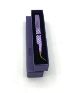 อุปกรณ์สำหรับต่อขนตาแหนบปลายสแตนเลสปลายโรสโกลด์ปลายเคลือบกลิตเตอร์สีม่วงแบบใหม่สำหรับมืออาชีพ - Product Image 5