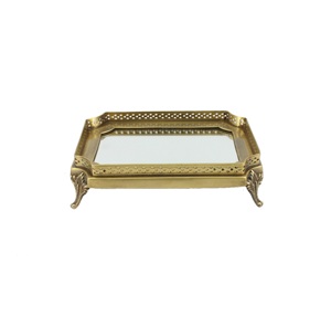Stainless Steel <b>Silver</b> Polished <b>Mirror</b> <b>Tray</b> with Leather Handle Camping Eco-Friendly Fashionable Trending Design Hot Selling - Product Image 4