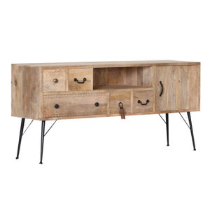 Armoire de salon en bois massif de Style italien, 4 portes et pieds en métal, présentoirs de meubles de chambre à coucher, présentoir pour décoration de la maison - Product Image 1