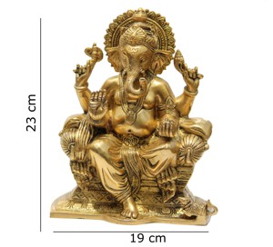 Statue catesha en laiton 9 pouces, statue en laiton Ganesha Idol, artisanat artisanal - Product Image 2