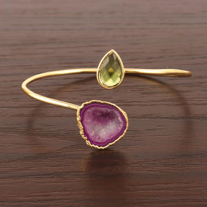 Luxury Style Natural Purple Geode Druzy & Briolette Cut Peridot Quartz <b>Bracelet</b> <b>Gold</b>/silver Plated High Quality Bangle <b>Bracelet</b> - Product Image 6