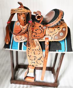 Selle de trail western en cuir américain la plus vendue, selle de cheval western en cuir véritable, harnais pour l'équitation - Product Image 6