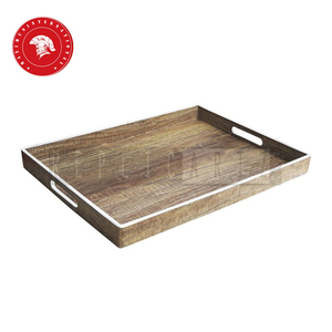 Bandeja de Servir de Madera Estilo Rústico |   Bandeja Organizadora Rectangular con Asas Recortadas para Decoración de Cocina, Comedor y Mesa de Café - Product Image 1